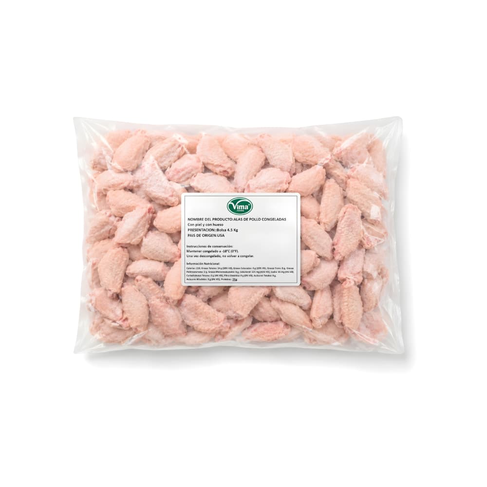 Alas de pollo congeladas Vima Foods (4.5 kg / 9.92 lb) - Miniatura 1
