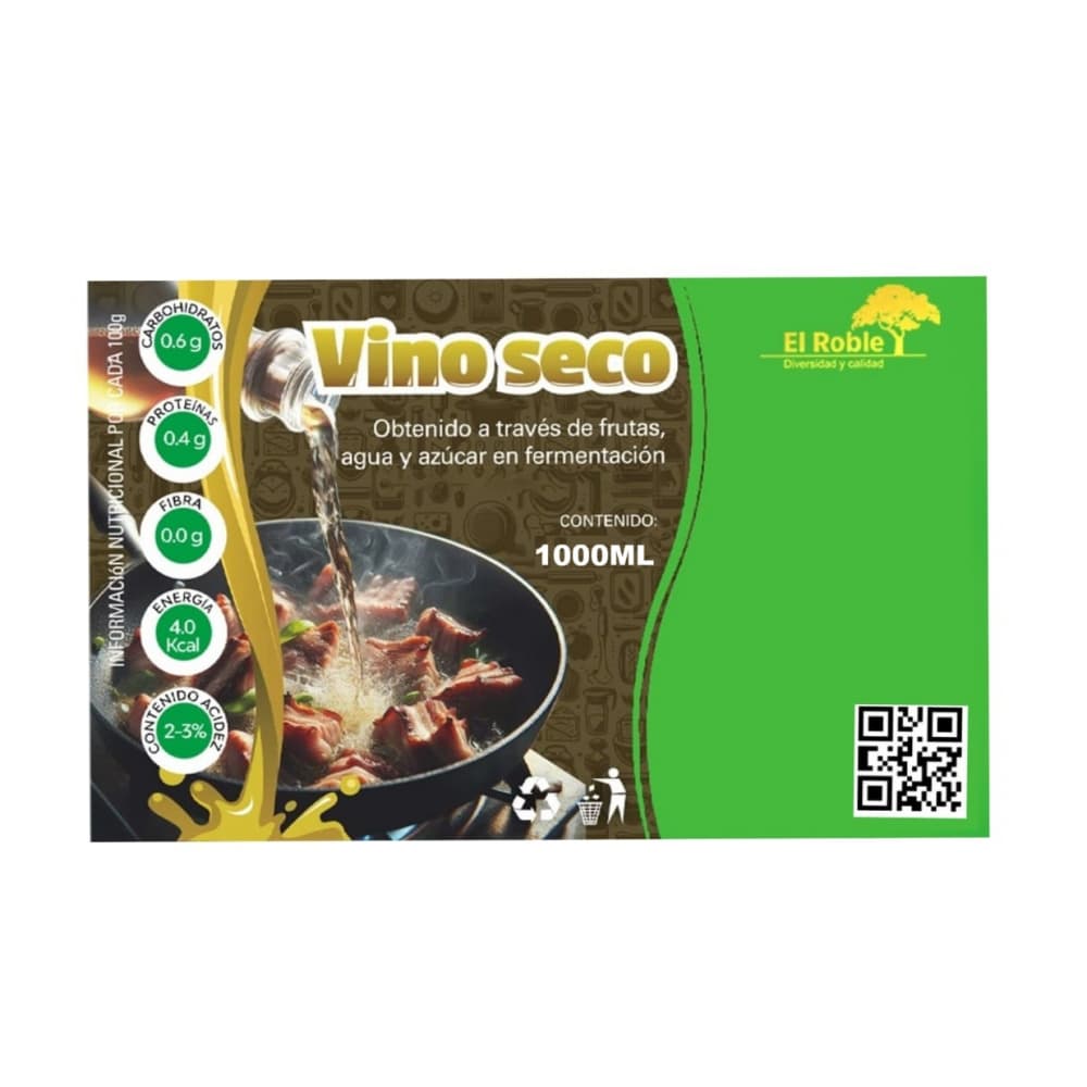 Vino seco de frutas El Roble (1000 ml / 33.81 oz) - Miniatura 2