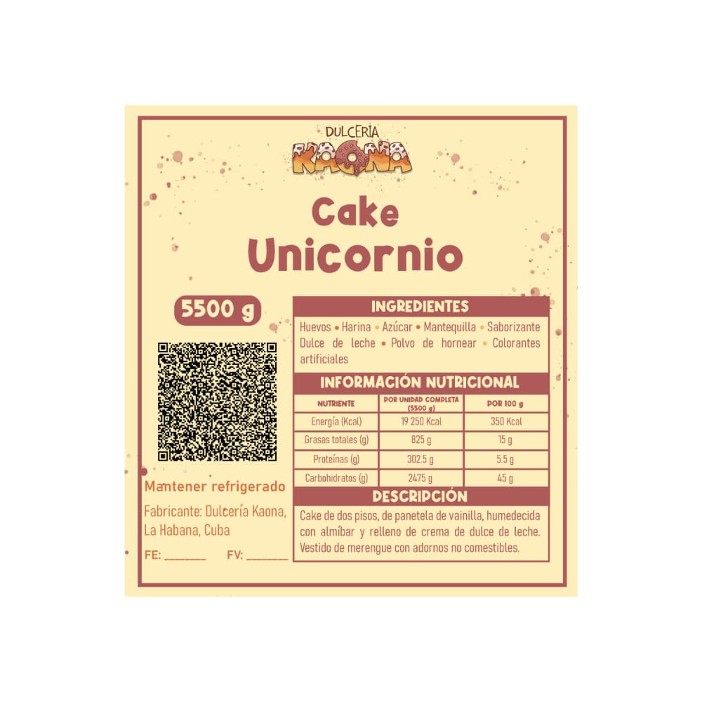 Cake unicornio de dos pisos Kaona (25 comensales) - Miniatura 4