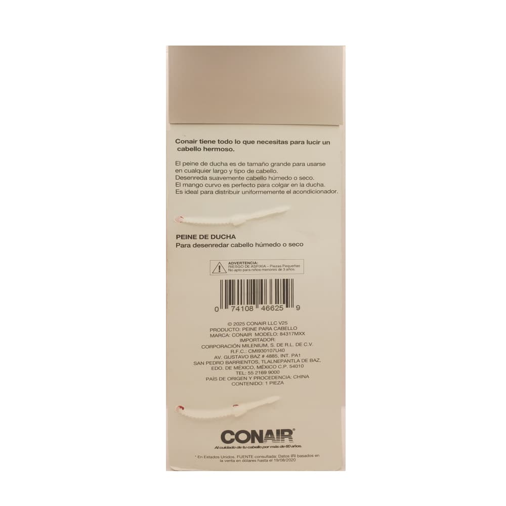 Peine de ducha para cabello húmedo o seco color naranja Conair 84317MXX - Miniatura 3