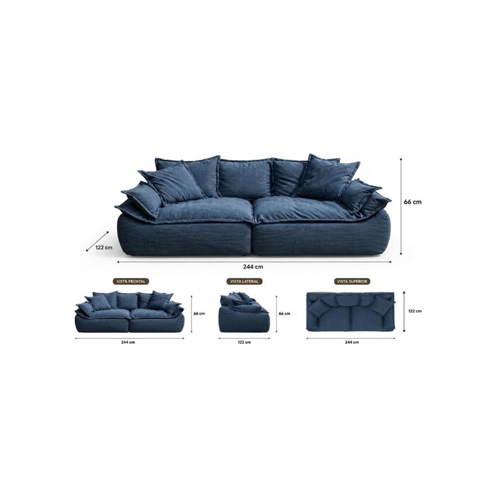 Sofá moderno diseño nube azul mezclilla Elements EL-C027 - Miniatura 2