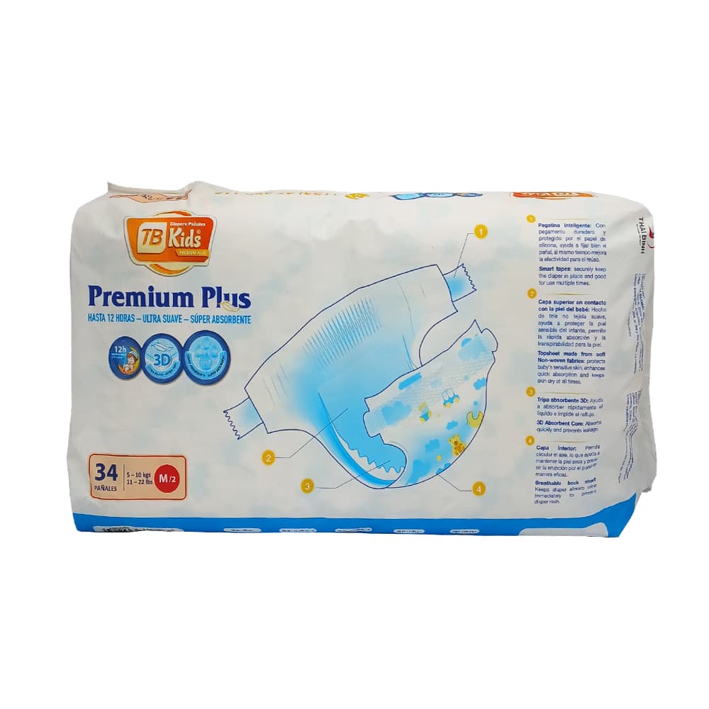 Pañales desechables M/2 TB Kids Premium Plus (34 U) - Miniatura 3