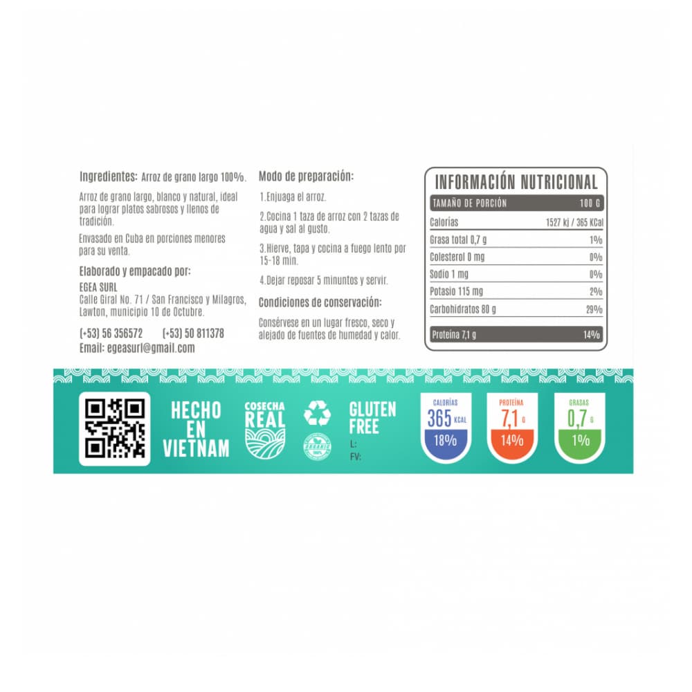 Arroz de grano largo Cosecha Real (4 x 500 g / 1.1 lb) - Miniatura 2
