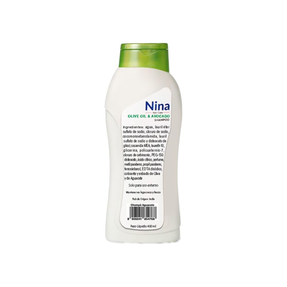 Champú con esencia de aceite de oliva y aguacate Nina (400 ml) - Miniatura 2