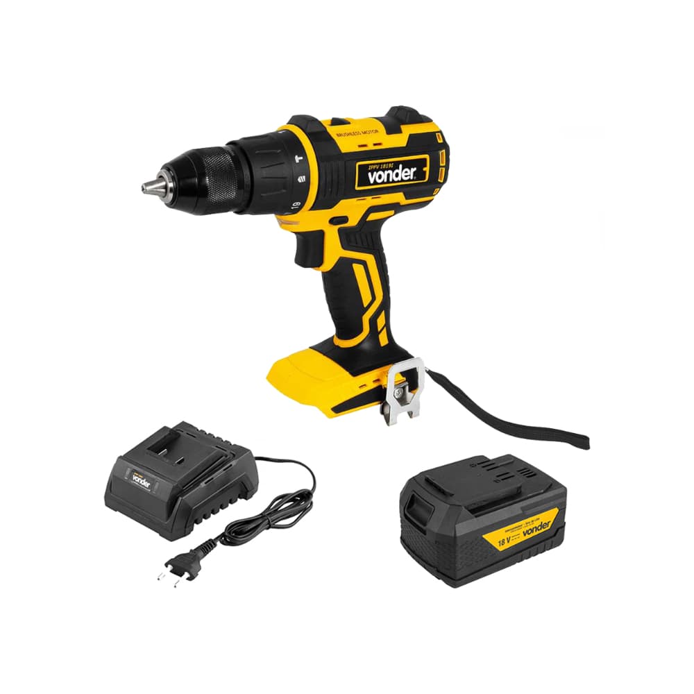 Taladro atornillador eléctrico portátil de impacto 1/2'' de 18 V IPFV1819I + Batería 18 V 4 Ah - iones de litio IBV 1804 + Cargador de baterías 18 V carga convencional ICBV 1805 Vonder - Imagen 1