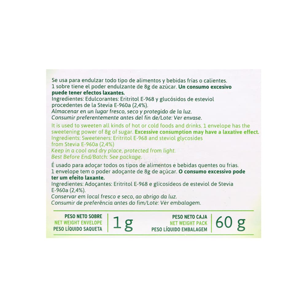 Edulcorante de mesa granulado Stevia La Barraca (60 g / 2.12 oz) - Miniatura 3