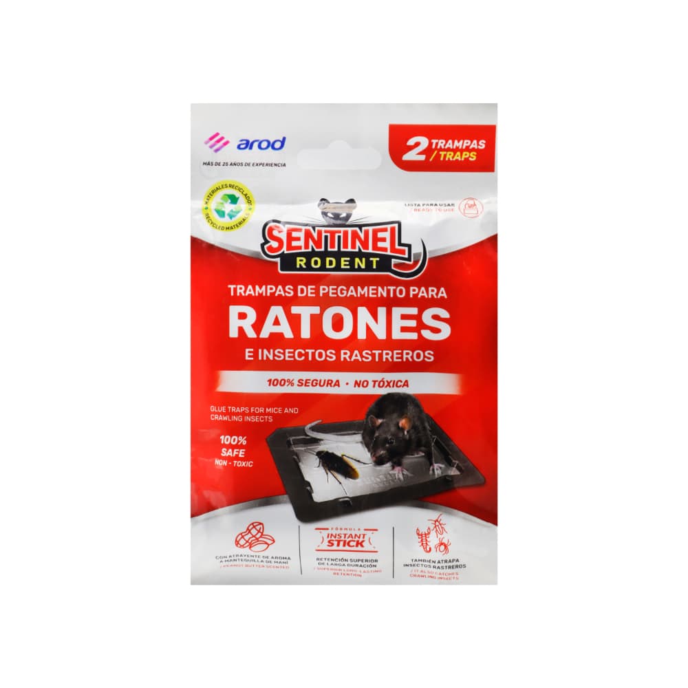 Trampa de pegamento para ratones e insectos rastreros Sentinel Rodent (2 U) - Imagen 1