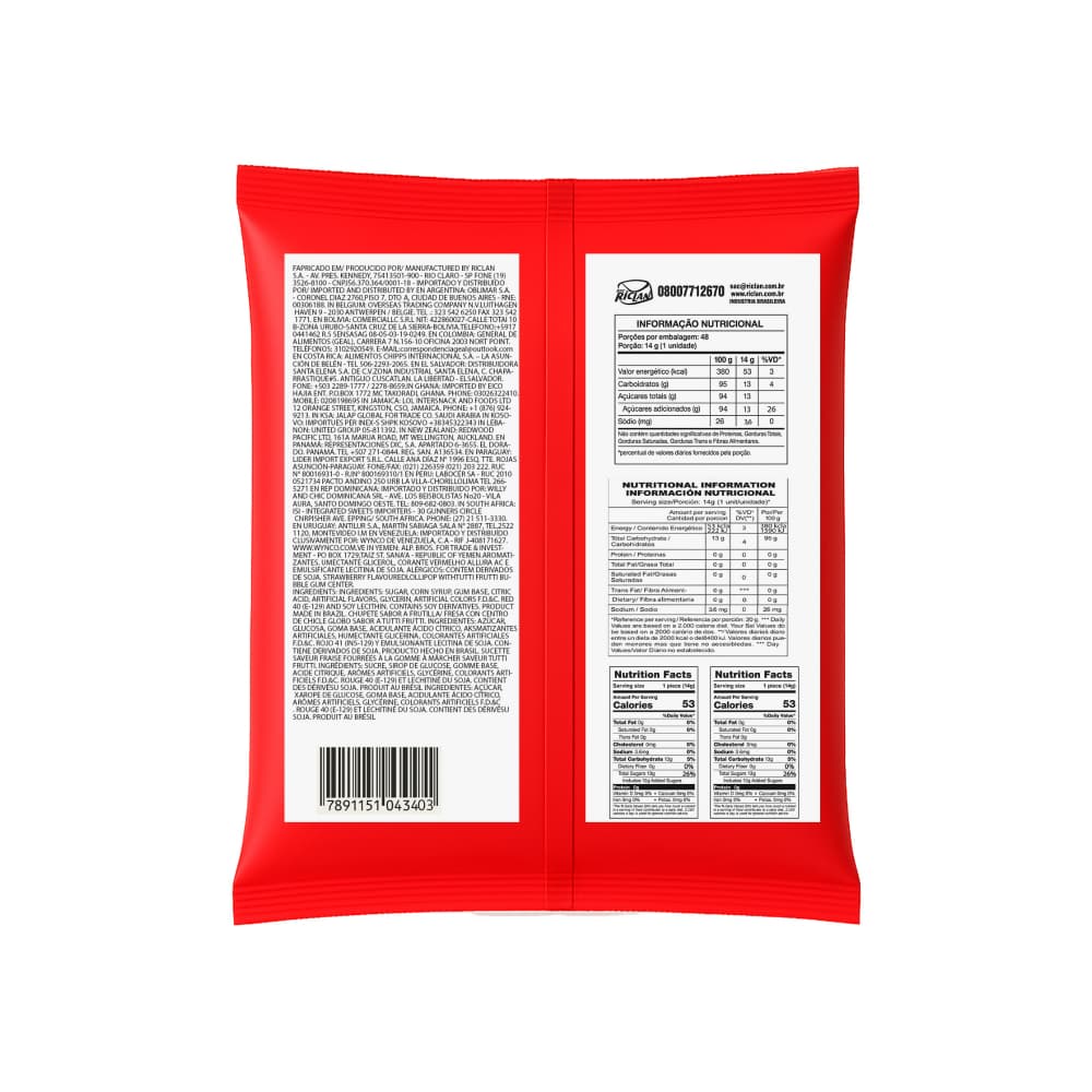 Chupa chupa pinta lengua sabor fresa con relleno de chicle Pop Mania (672 g / 1.48 lb) - Miniatura 4