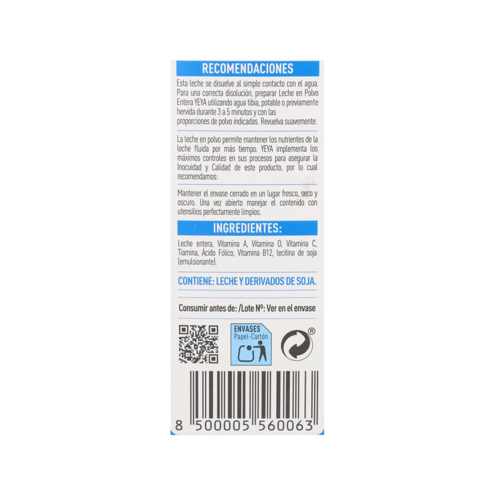 Leche en polvo entera Yeya (800 g / 1.76 lb) - Miniatura 3