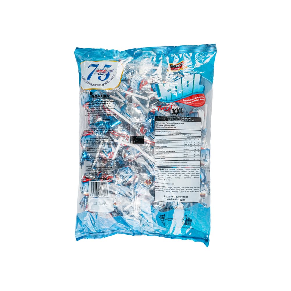 Chupa chupas de fresa con doble chicle sabor menta XXL Confites Venus (1.15 kg / 2.54 lb) - Miniatura 2