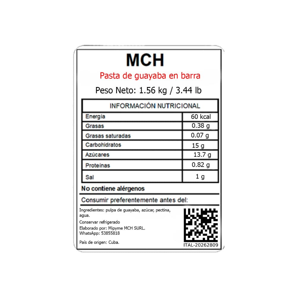 Pasta de guayaba en barra MCH (1.56 kg / 3.44 lb) - Miniatura 2