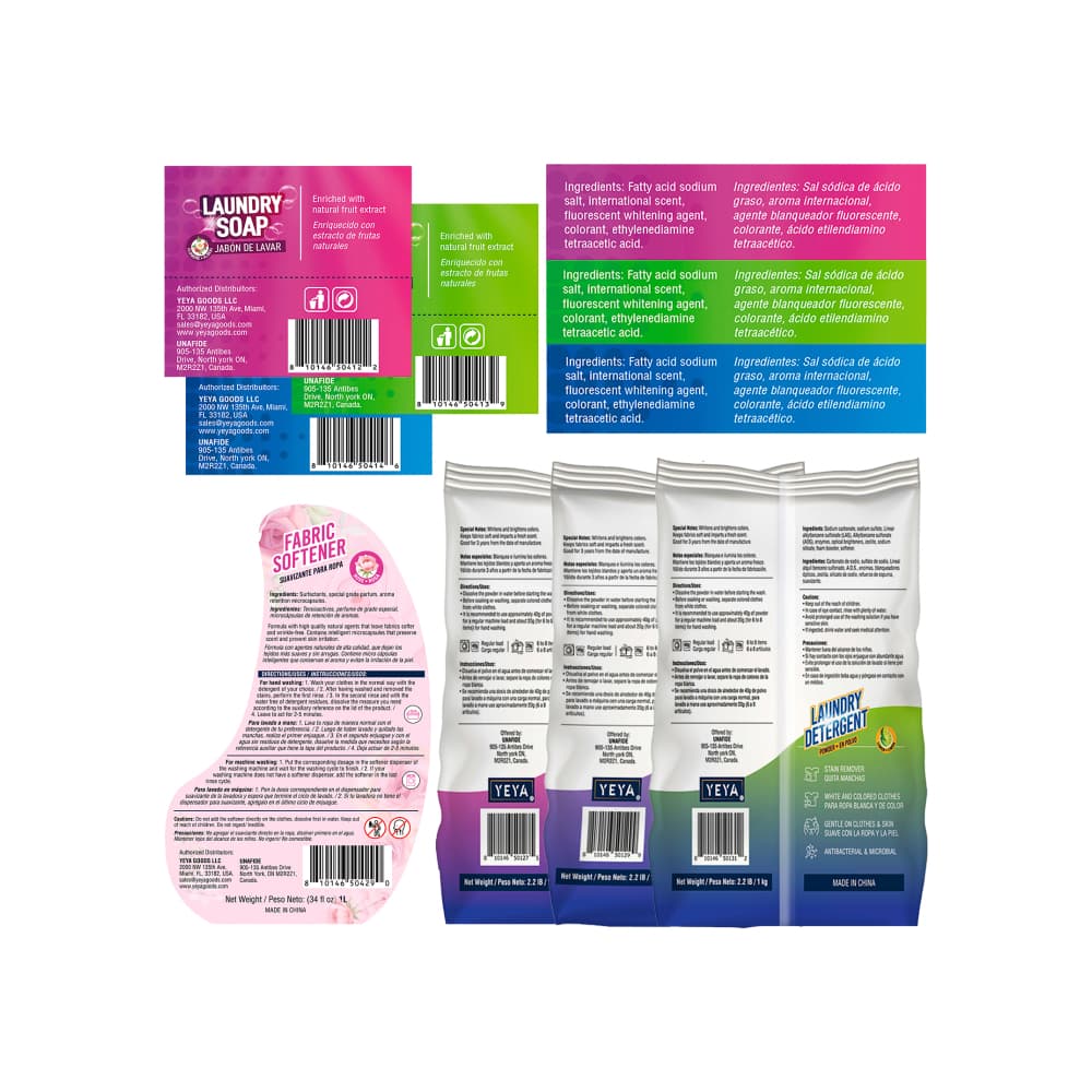 Combo lavandería esencial YEYA: detergente en polvo (3 x 1 kg) + suavizante para ropa (2 x 1 L) + jabón de lavar (6 x 250 g) - Miniatura 2