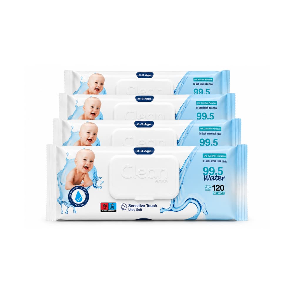Toallitas húmedas sensibles para bebés Clean ease (4 x 120 U) - Miniatura 1