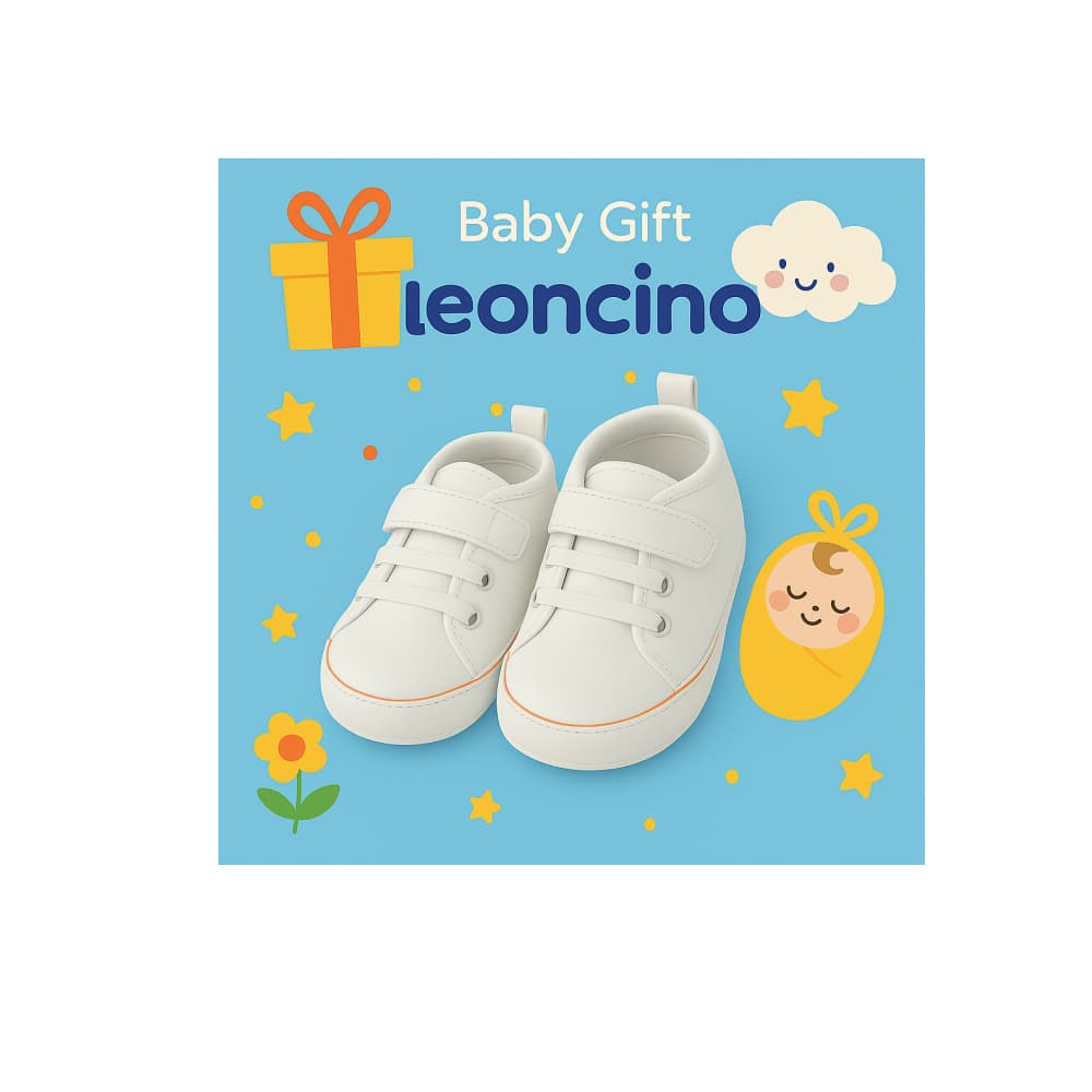 Zapatillas blancas con rayas naranjas para bebé Baby Leoncino -Talla 19 - - Miniatura 3