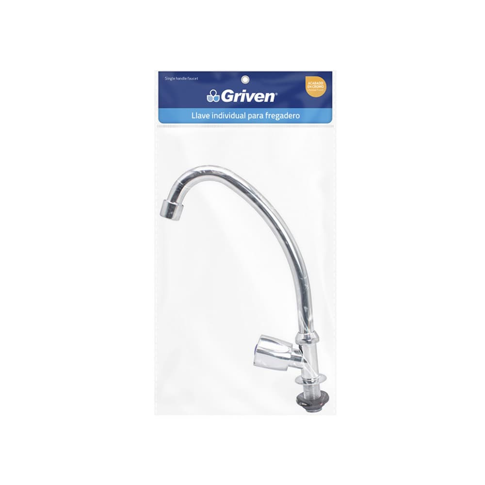 Grifo individual - llave o pila - cuello de ganso para fregadero con toma al mueble Griven - Imagen 1