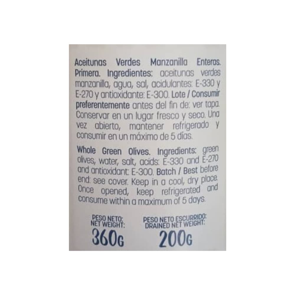 Aceitunas verdes enteras La Abuela Mercedes (360 g / 12.7 oz) - Miniatura 2