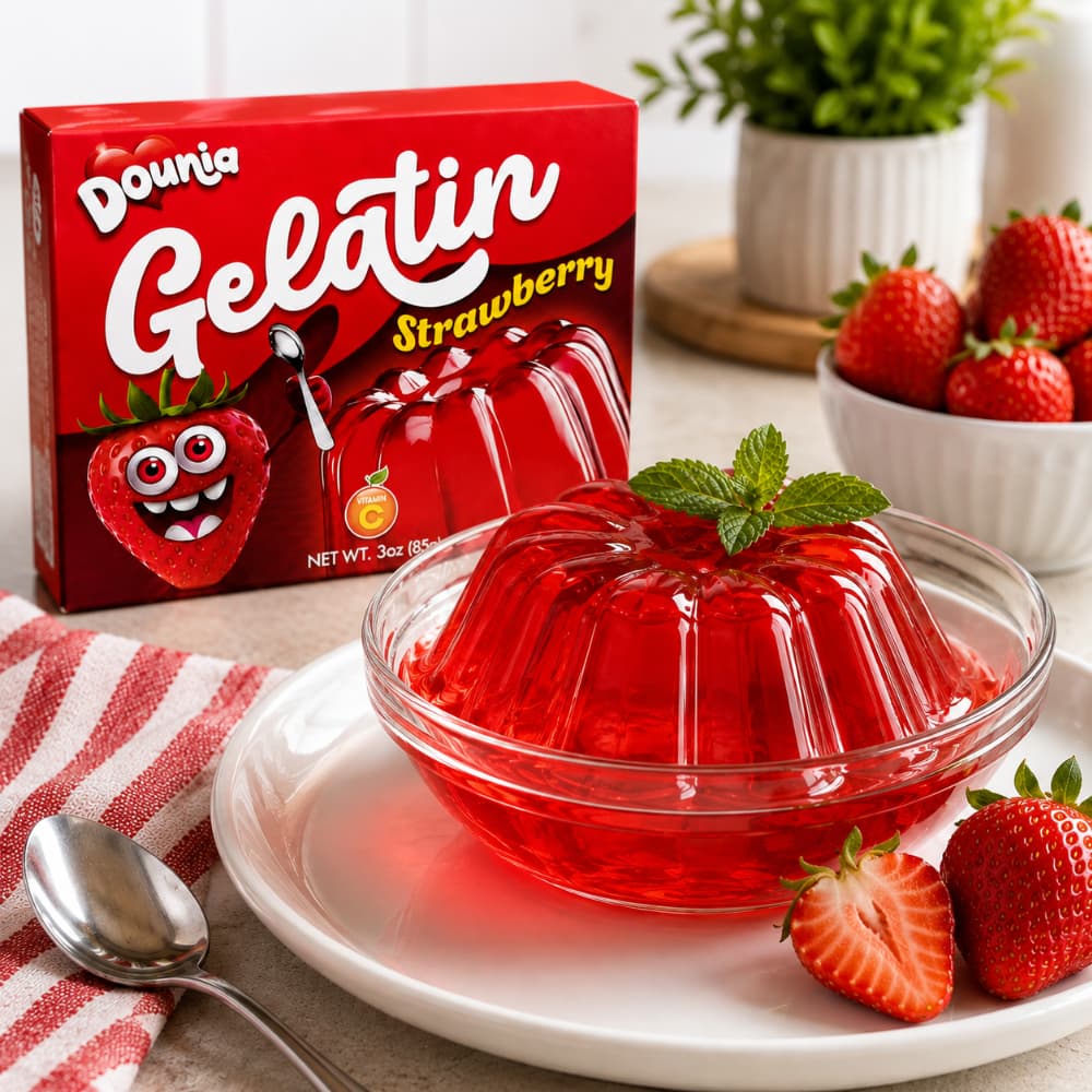 Gelatina con sabor a fresa Dounia (5 x 85 g / 3 oz) - Miniatura 2
