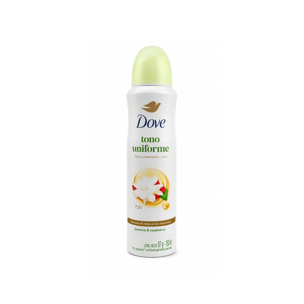 Desodorante antitranspirante en aerosol tono uniforme de jazmín y frambuesas Dove (150 ml) - Miniatura 1