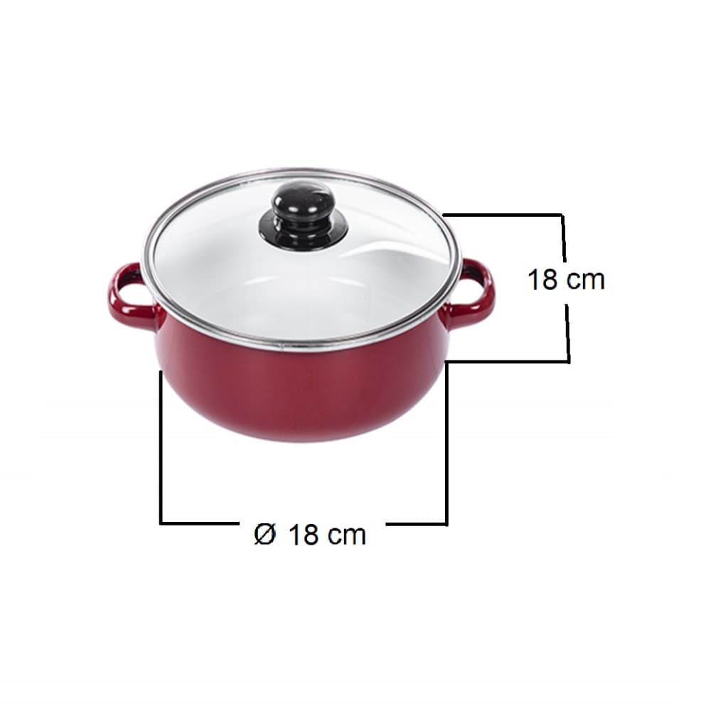 Olla roja con tapa de cristal 18 cm Alessandro - Miniatura 2