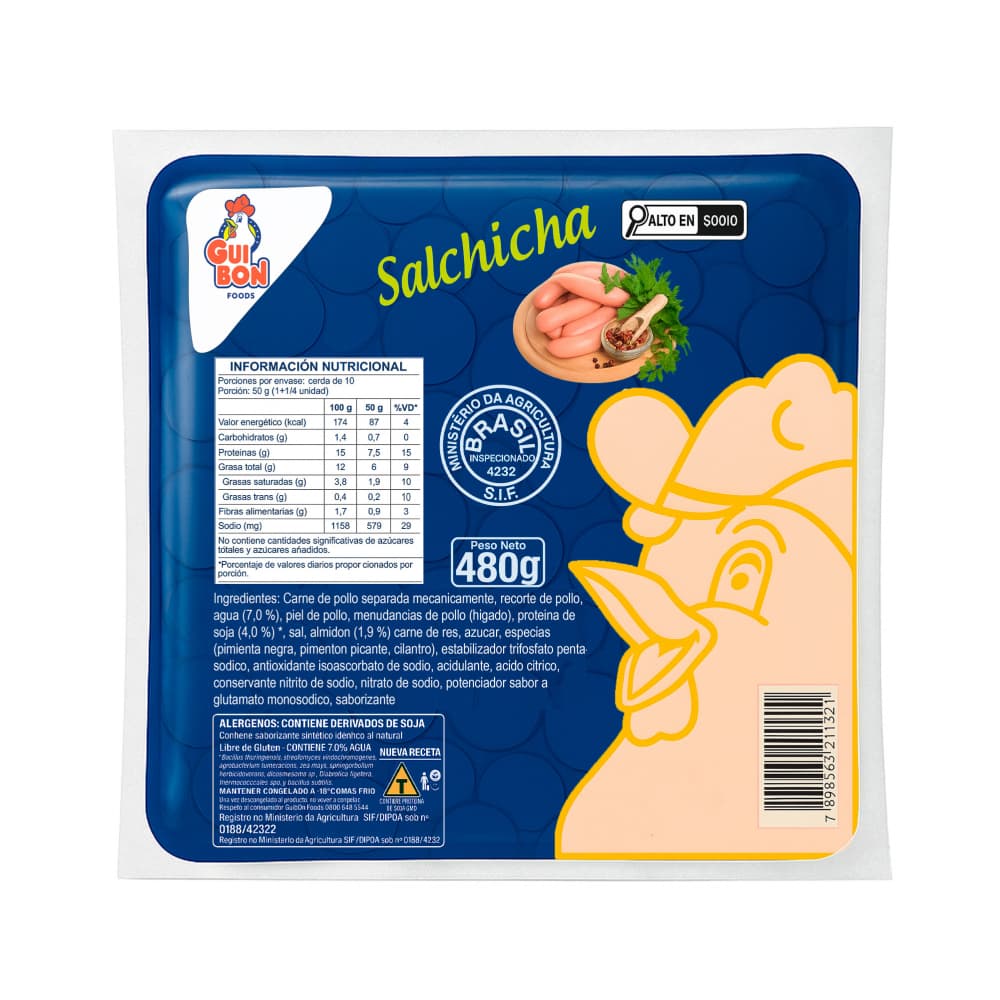 Salchichas de pollo y res Gui Bon Foods (480 g / 16.9 oz) - Imagen 1
