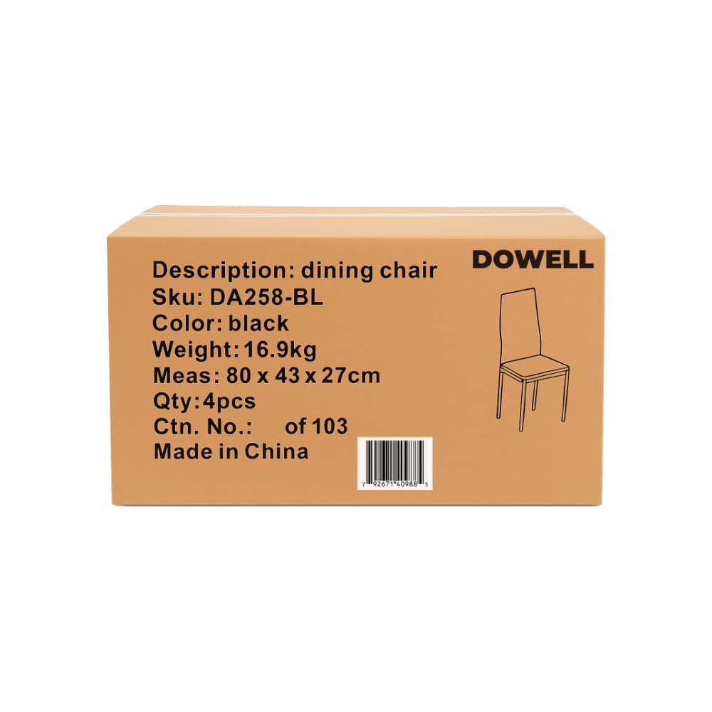 Conjunto de 4 sillas de comedor color negro Dowell - Miniatura 5
