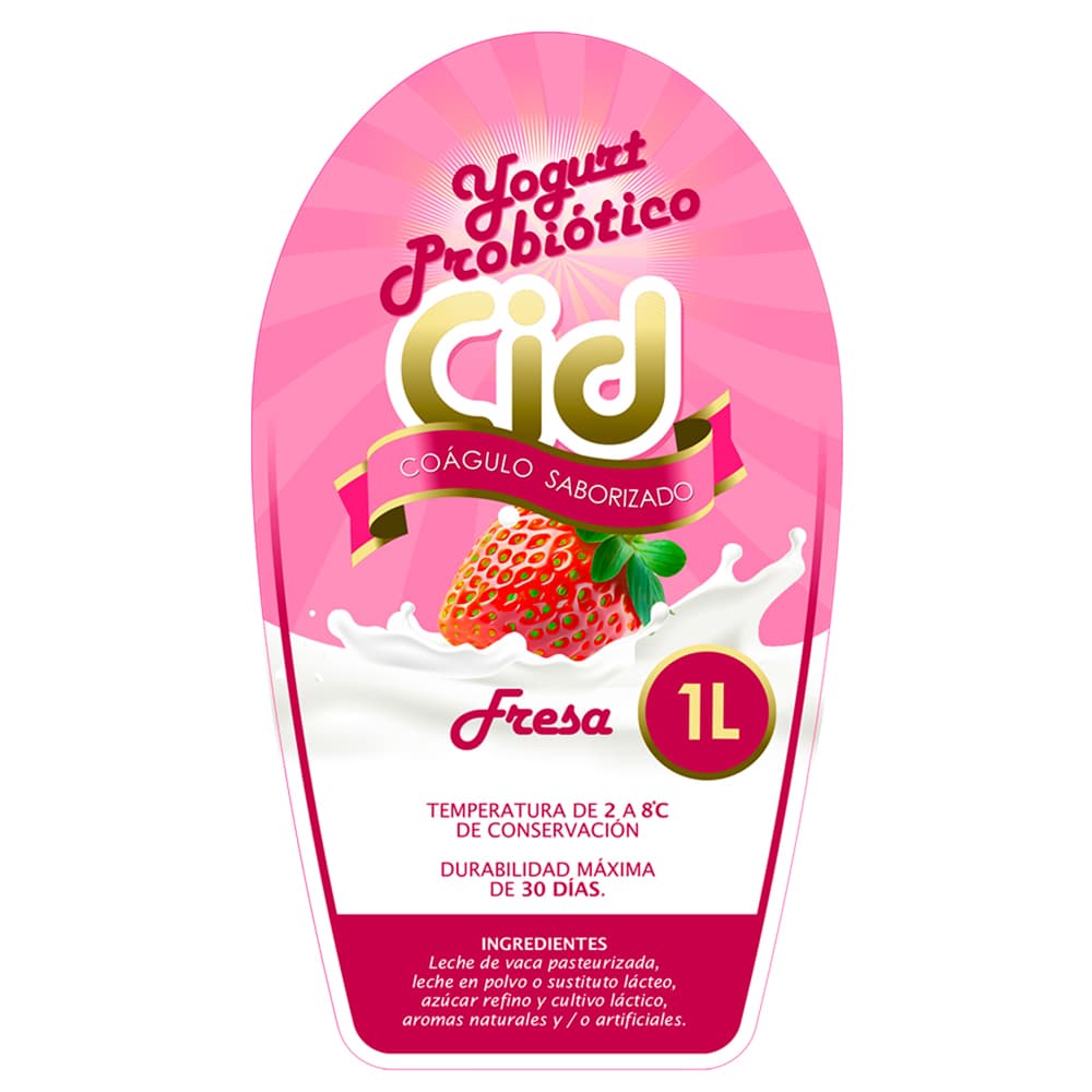 Yogurt probiótico de coágulo saborizado de fresa Cid (1 L) - Miniatura 2