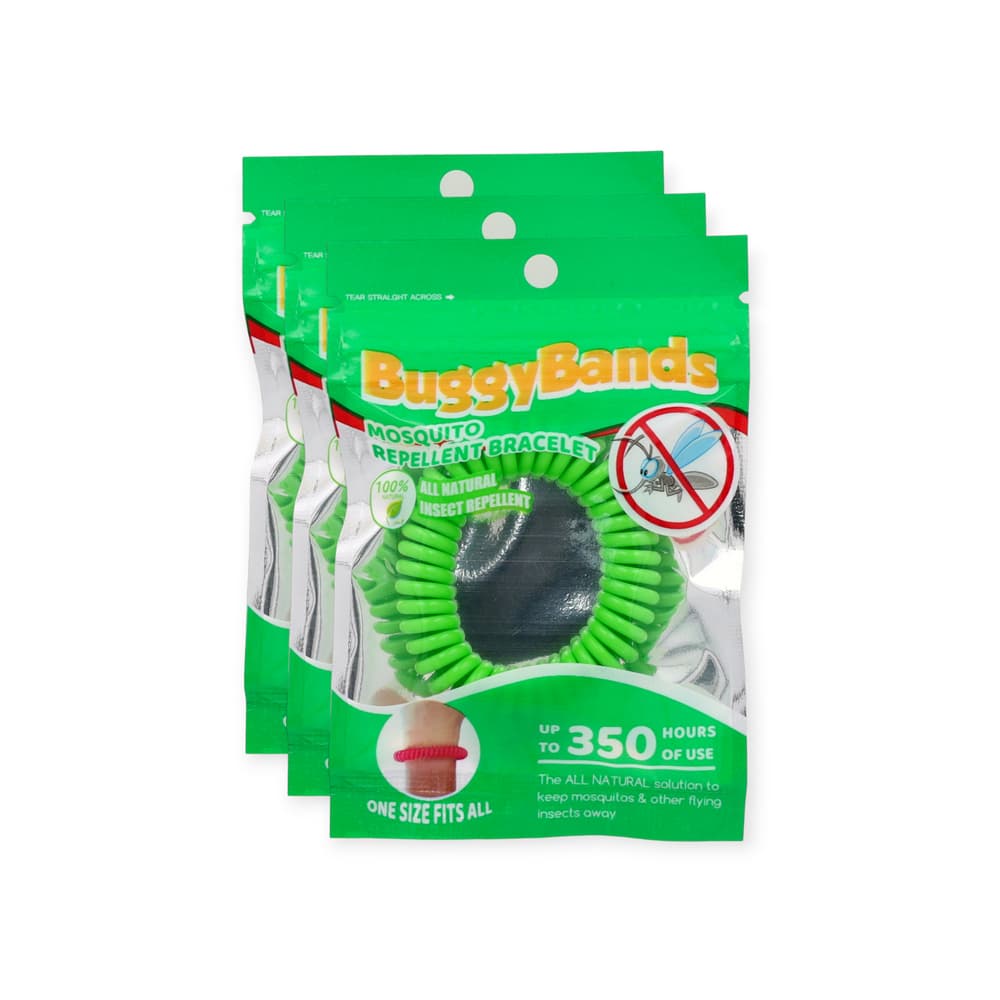 Pulseras repelentes de mosquitos, color verde Buggy Bands (3 U) - Imagen 1