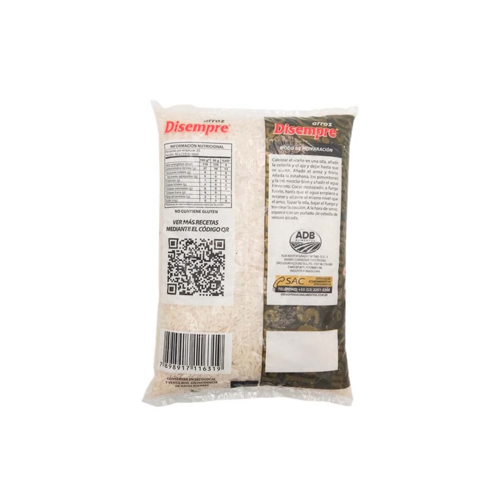 Arroz grano largo Disempre (1 kg / 2.2 lb) - Miniatura 2