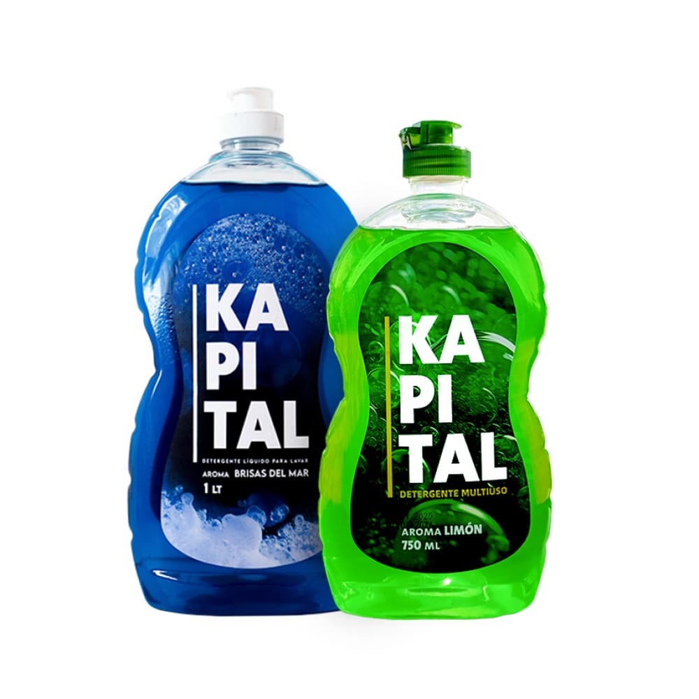 Combo: Detergente líquido multiuso Kapital (750 ml) + Detergente líquido de lavandería (1 lt) - Imagen 1