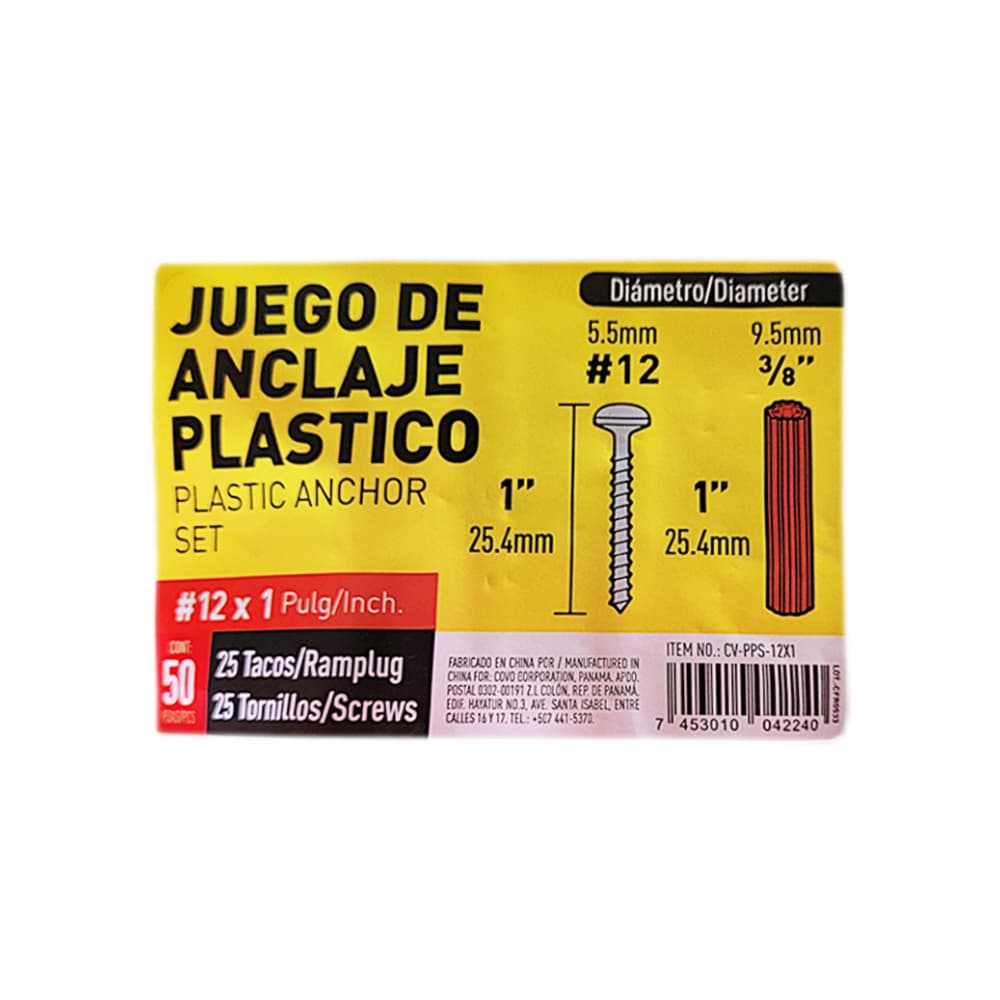Juego de tornillos pernos de anclaje con tacos plásticos para fijar a la pared Covo (50 U) - Miniatura 6