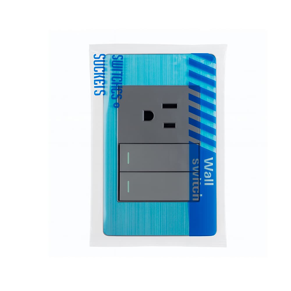 Interruptor doble + un panel de enchufe - acero inoxidable cepillado - Imagen 1