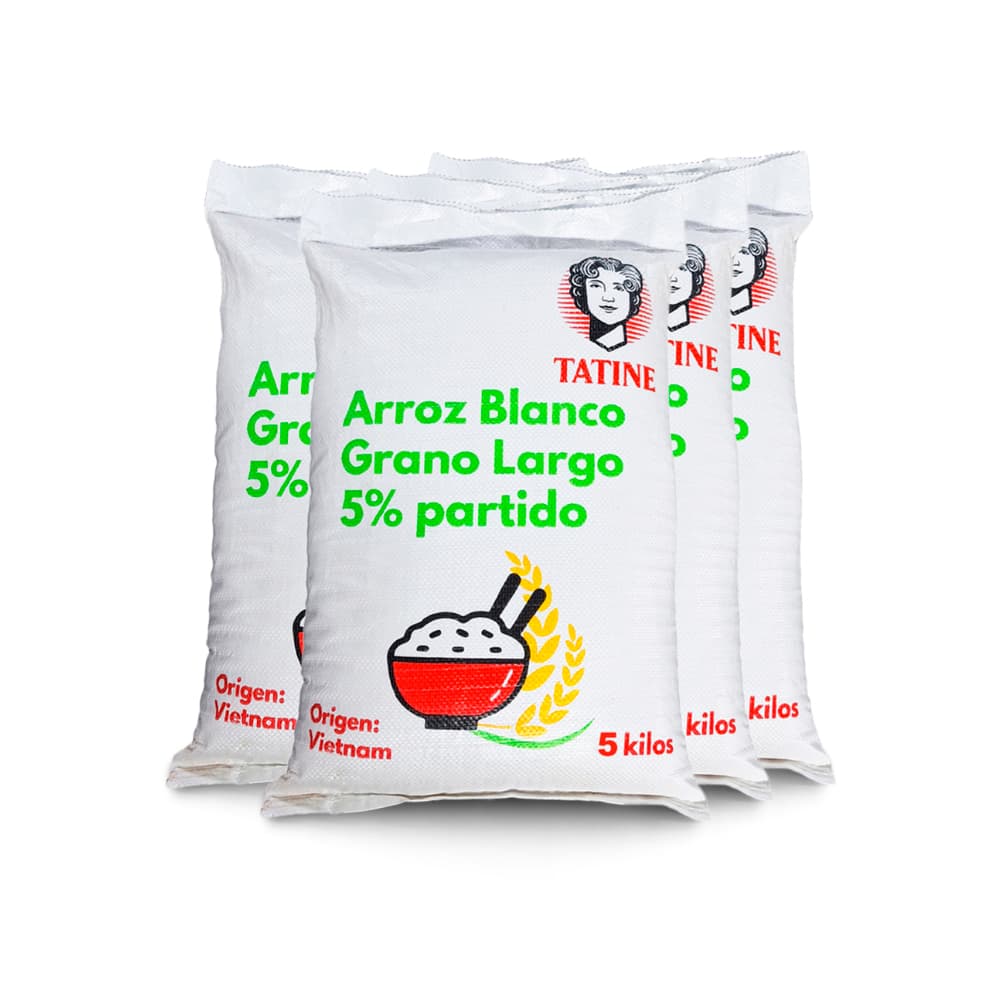 Arroz de grano largo 5% de grano partido Tatine (4 x 5 kg / 11.02 lb) - Imagen 1