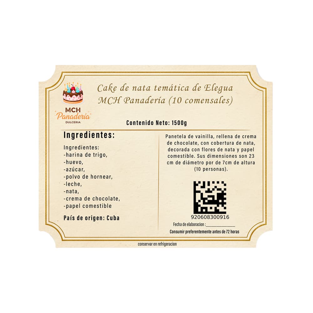 Cake de nata temática de Elegua MCH Panadería (10 comensales) - Miniatura 3