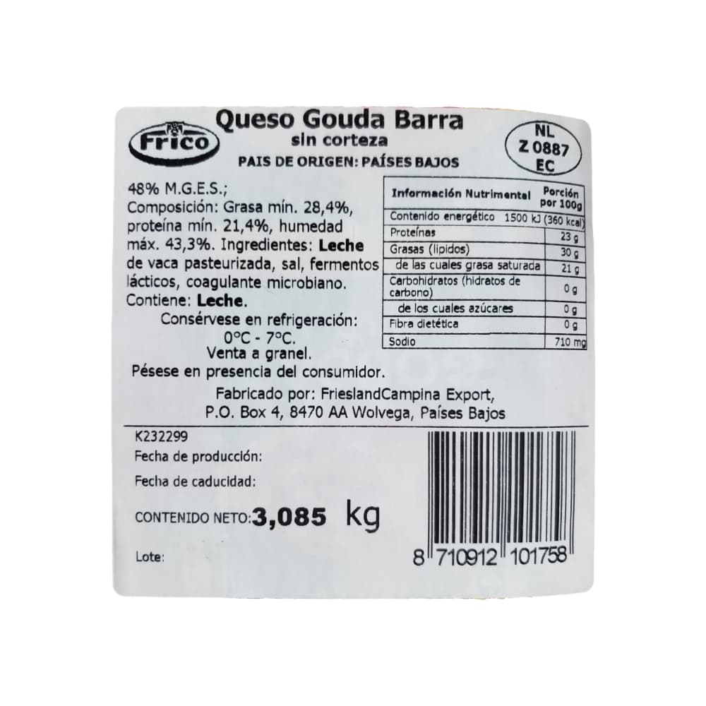 Queso gouda sin corteza Frico (3 kg / 6.6 lb) - Miniatura 4