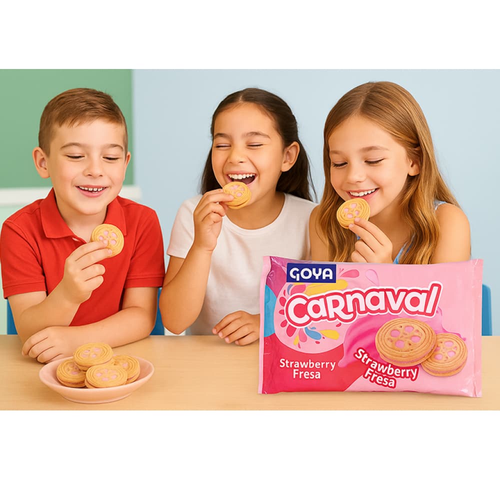 Galletas de vainilla rellenas con crema sabor a fresa Carnaval Goya (403 g / 14.2 oz) - Miniatura 4