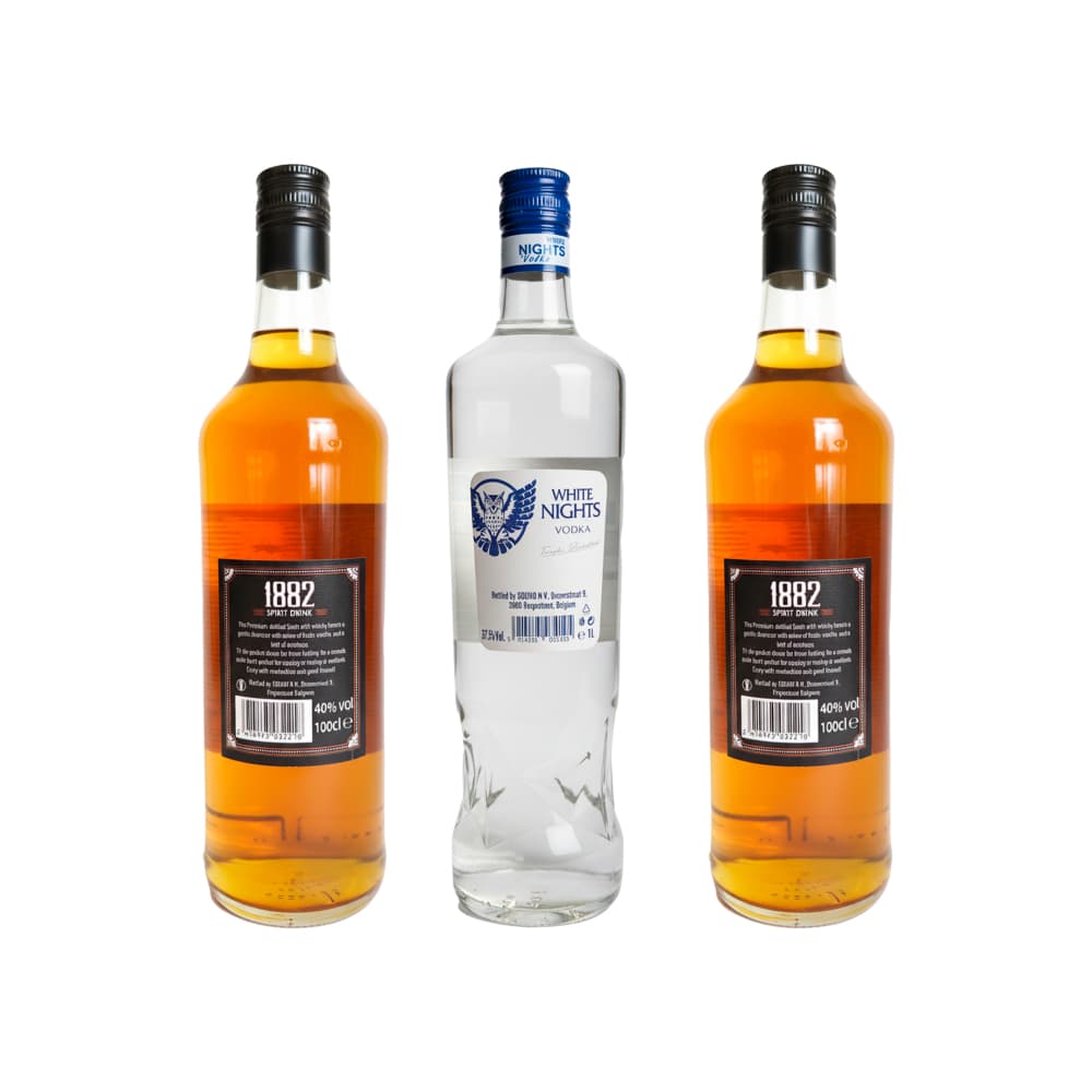 Vodka 37.5 % vol White Nights (1 L) + Whisky 40 % vol selección premium 1882 (2 x 1 L) - Miniatura 3