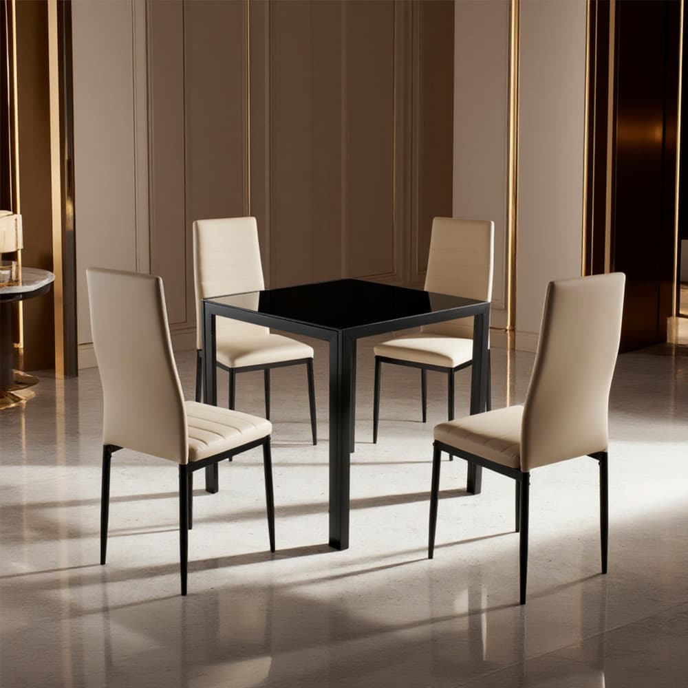 Conjunto de 4 sillas de comedor color beige Dowell - Miniatura 2