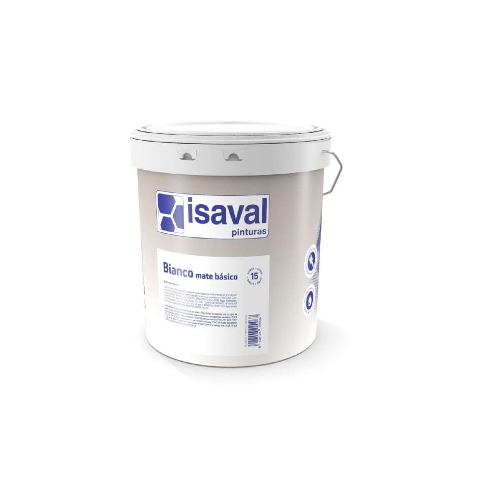 Pintura plástica para interior color blanco bianco mate básico Isaval (15 L) - Miniatura 3
