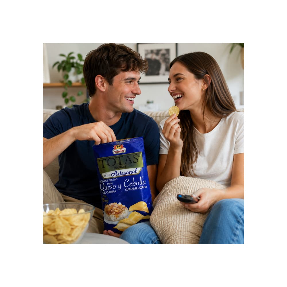 Patatas fritas sabor queso de cabra y cebolla caramelizada Totas Gourmet (130 g / 4.58 oz) - Miniatura 5