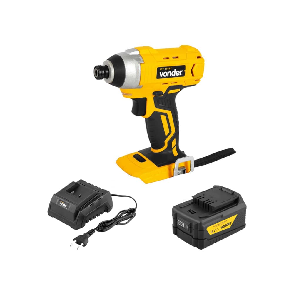 Destornillador - Atornillador de impacto mandril 1/4'' IPV1818I + Batería de 18 V IBV1850 + Cargador de baterías 18 V carga convencional ICBV 1805 Vonder - Imagen 1