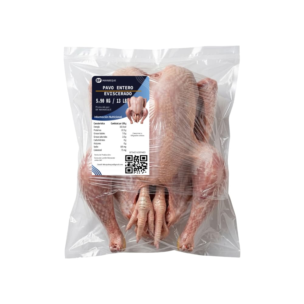 Pavo entero eviscerado BF Mayabeque (5.90 kg / 13 lb) - Miniatura 1