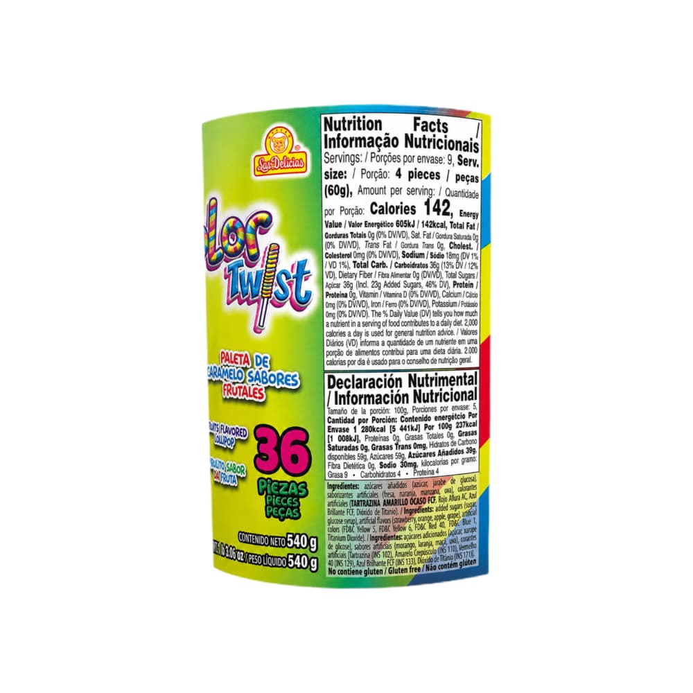 Paleta de caramelo sabores frutales Las Delicias (540 g / 19.04 oz) - Miniatura 3