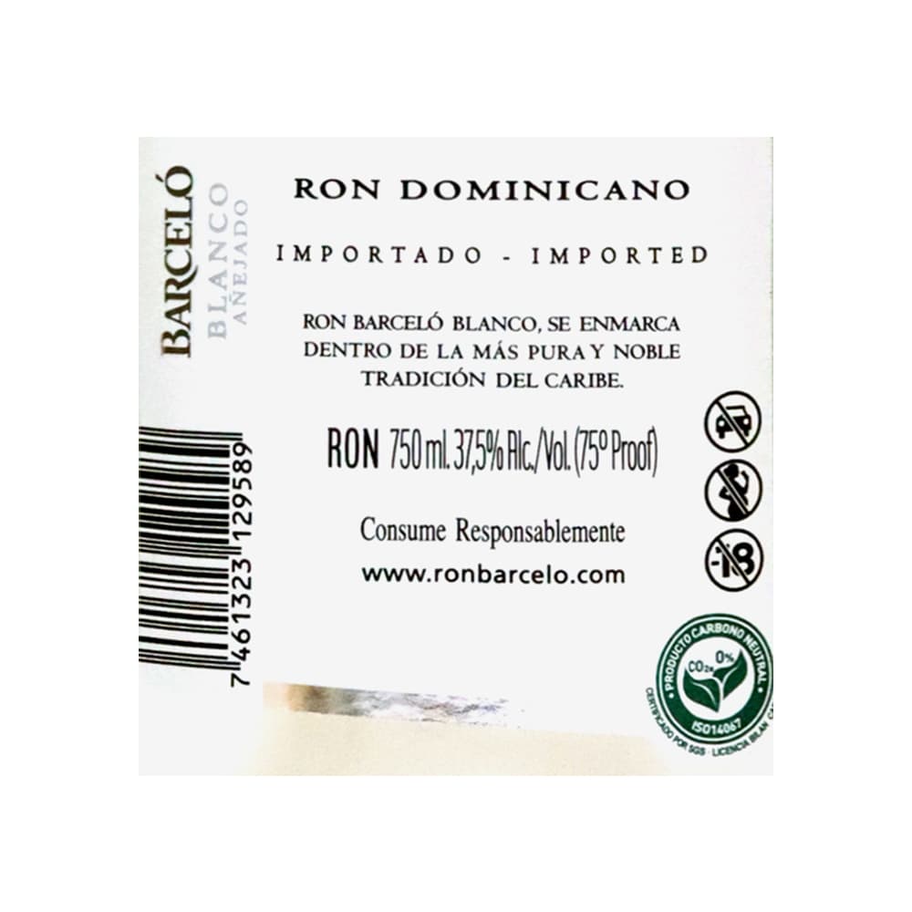 Ron Blanco Añejado Barceló (750 ml) - Miniatura 3