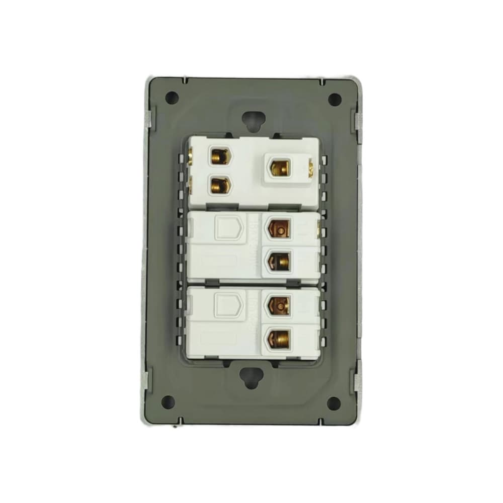 Interruptor doble + un panel de enchufe - acero inoxidable cepillado - Miniatura 2