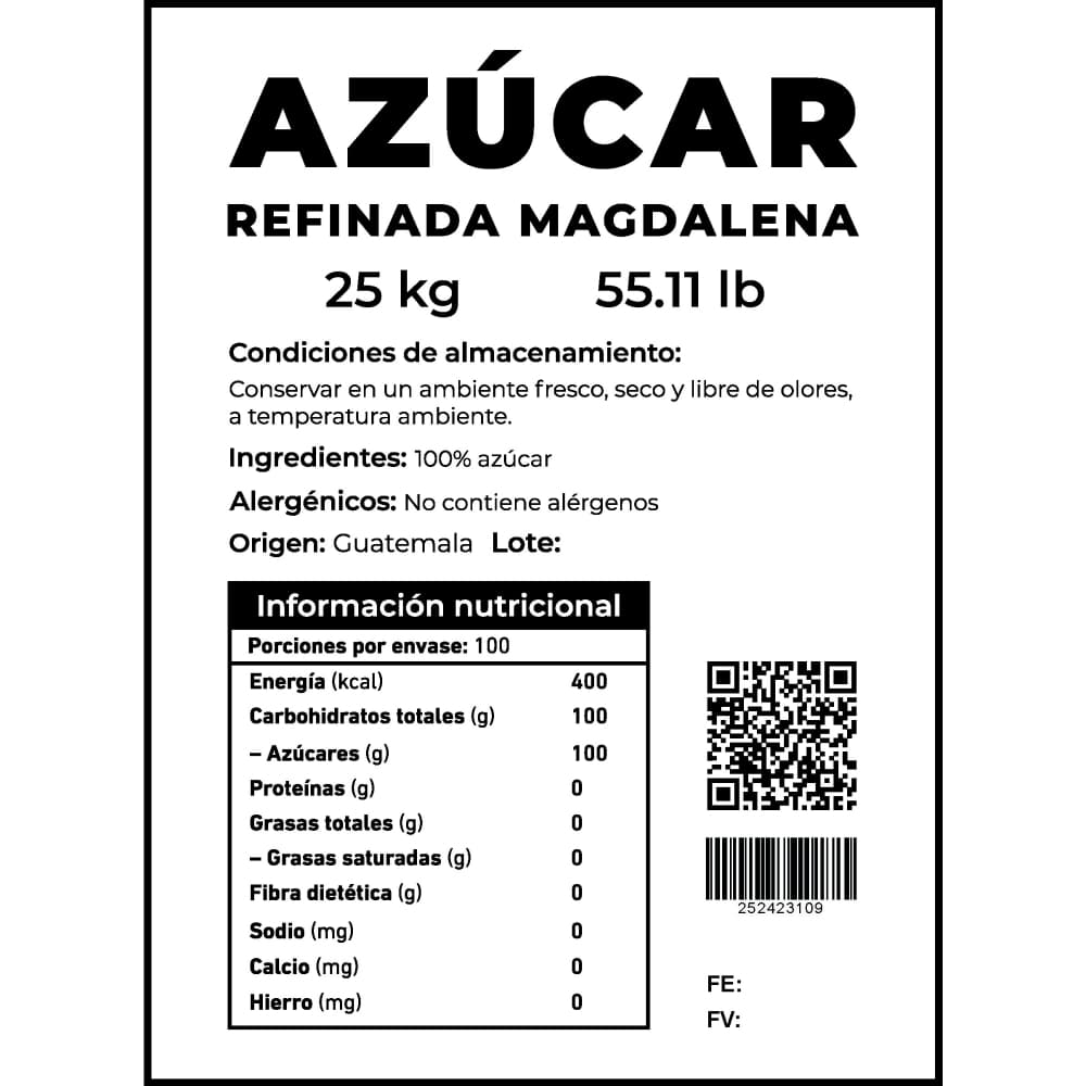 Azúcar refinada Magdalena (25 kg / 55.11 lb) - Miniatura 3