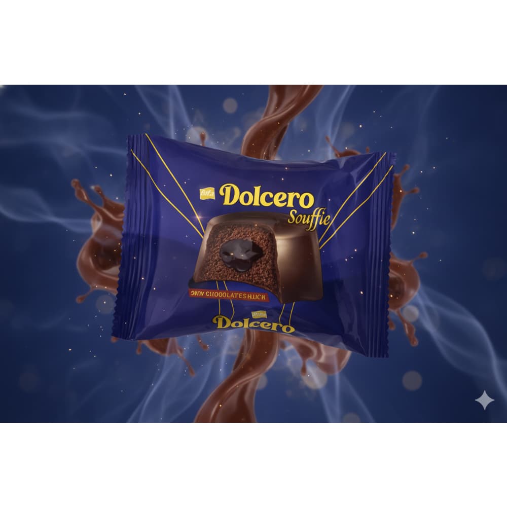 Pastel souffle de cacao con salsa de chocolate con leche Bifa Dolcero (40 g / 1.41 oz) - Miniatura 4