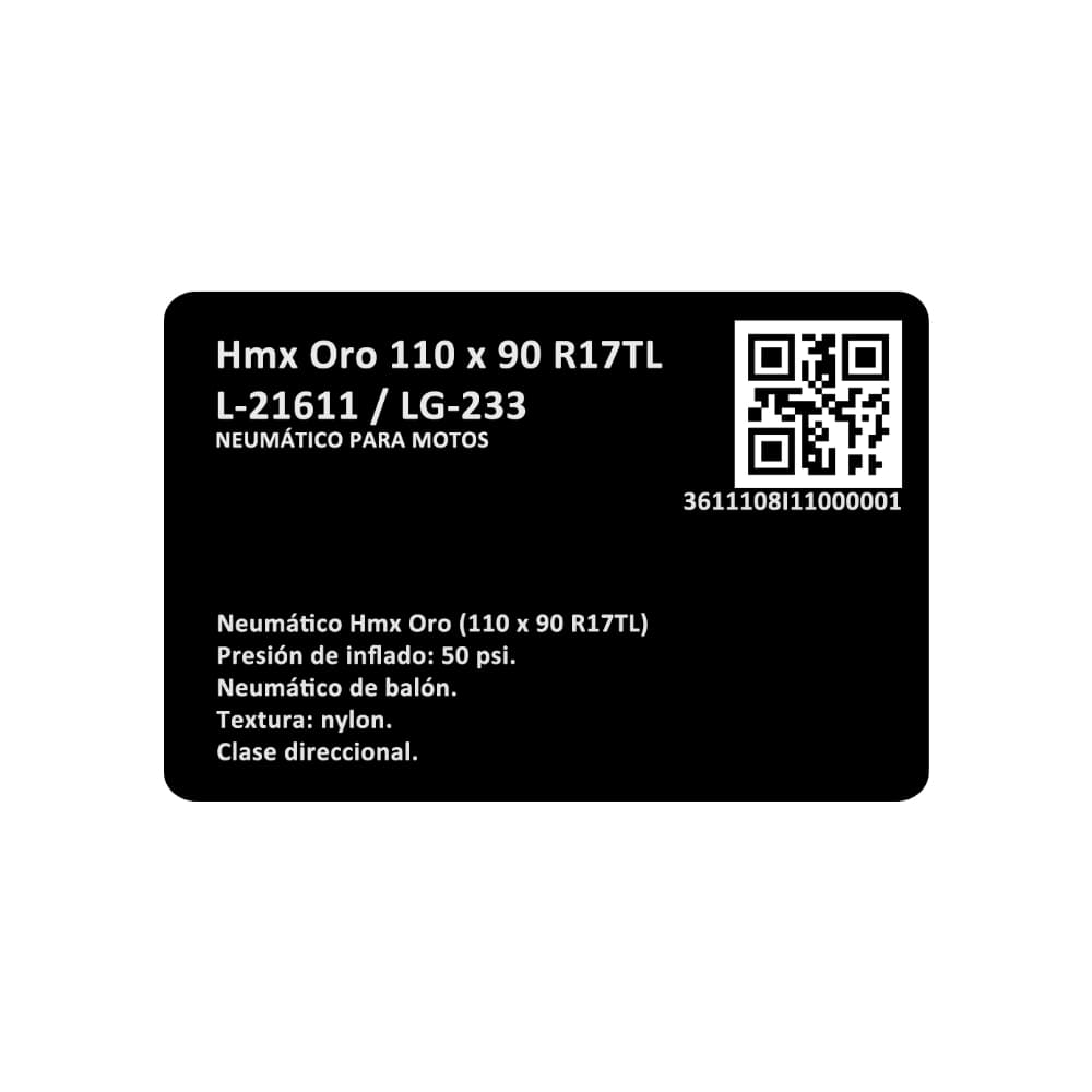 Neumático para moto -Hmx Oro 110 x 90 R17TL - Miniatura 5