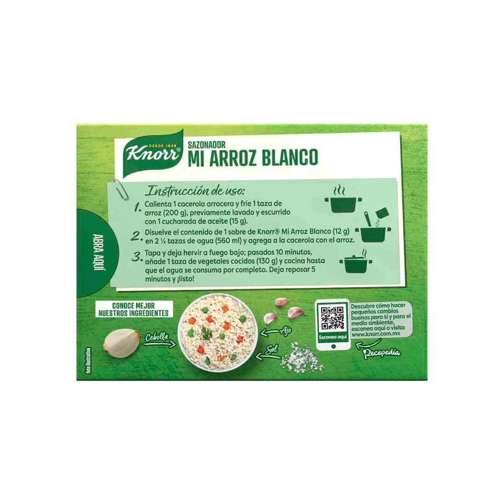 Sazonador para arroz blanco de ajo y cebolla Knorr (48 g / 1.69 oz) - Miniatura 2