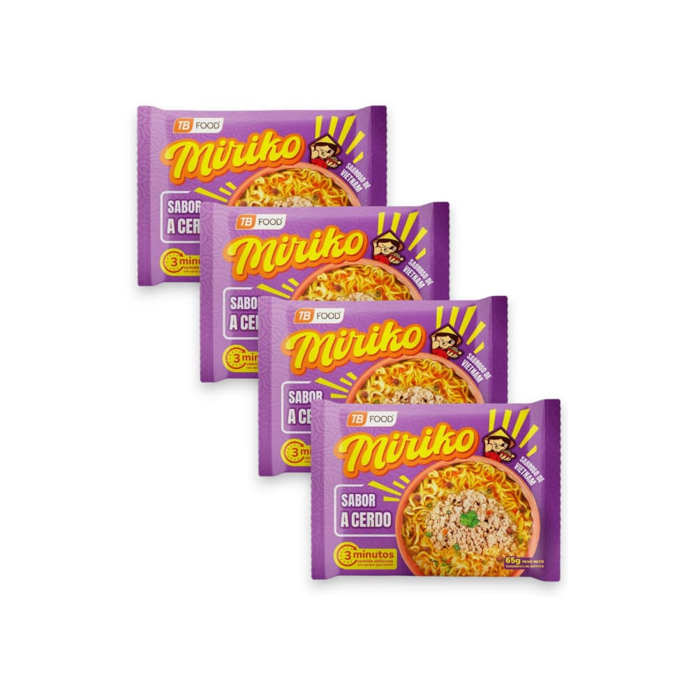 Sopa instantánea de fideos sabor a cerdo Miriko (4 x 65 g / 2.29 oz) - Imagen 1