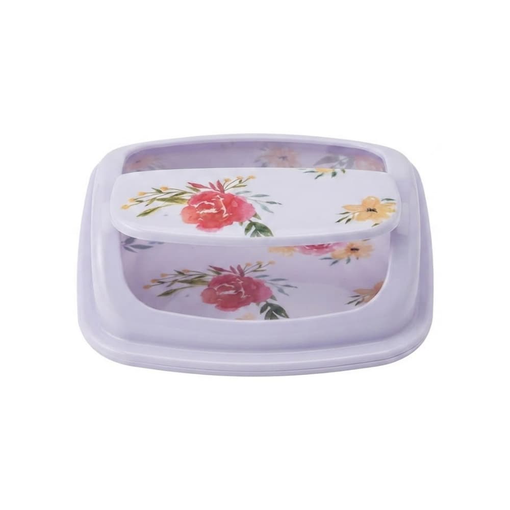 Cesto con tapa abatible blanco con flores Mukhi - Miniatura 3